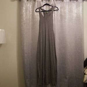 Gray Cotton Racerback Maxi Dress